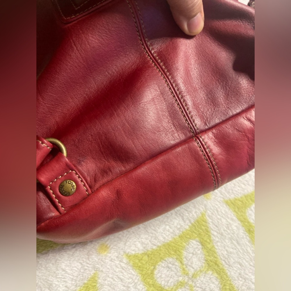FOSSIL Red Leather SMALL Backpack - Picture 9 of 10